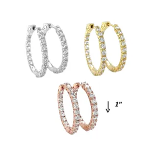 Inside Out Round Zirconia 2mm Eternity Huggie Delicate Hoops Earrings - C2350959