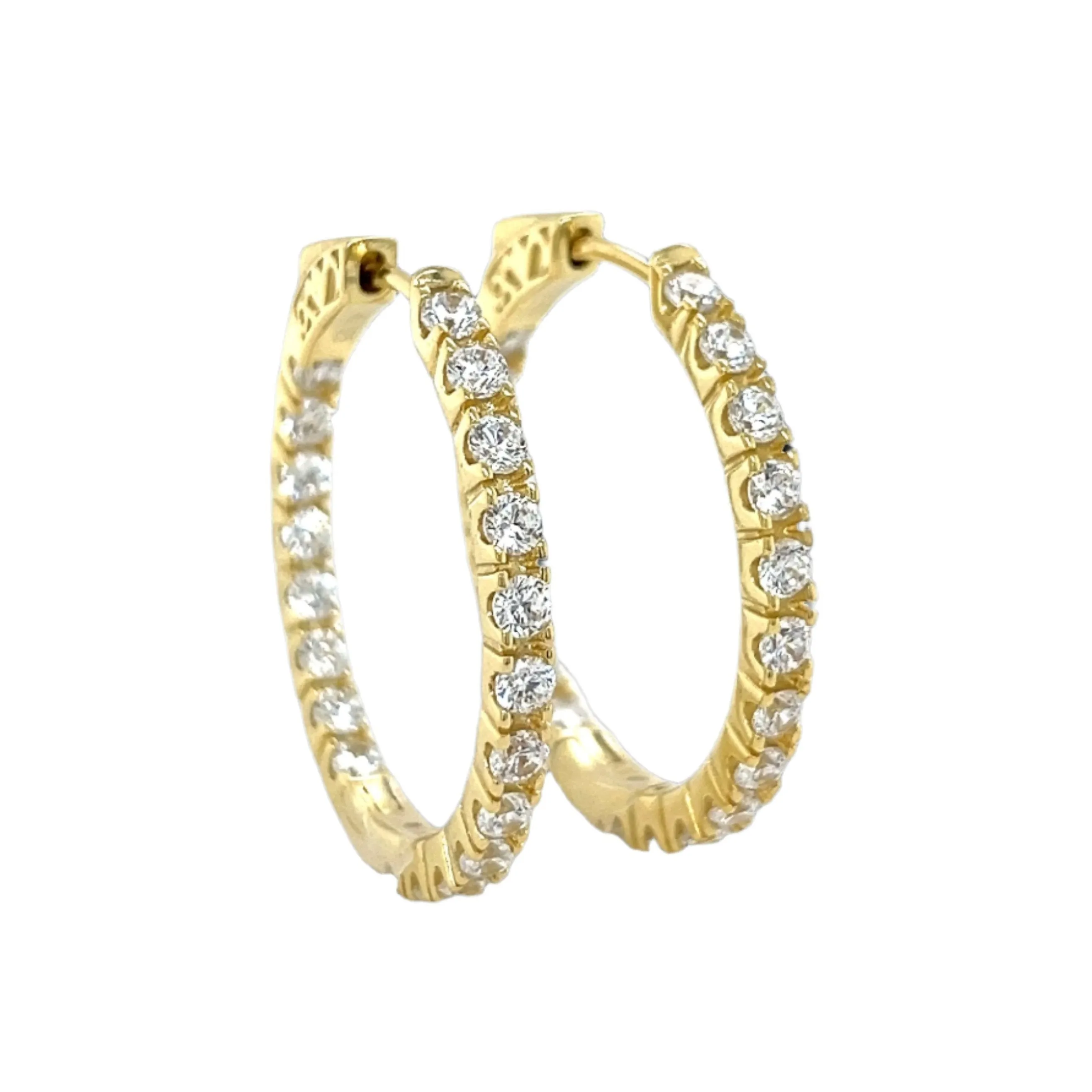 Inside Out Round Zirconia 2mm Eternity Huggie Delicate Hoops Earrings - C2350959