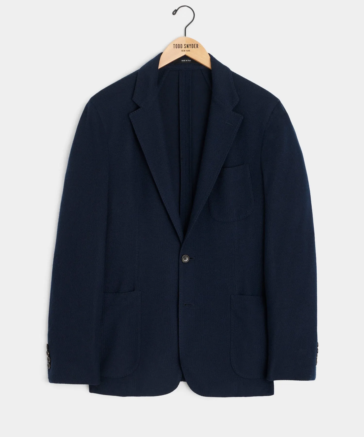 Italian Cashmere Pique Sport Coat in Navy