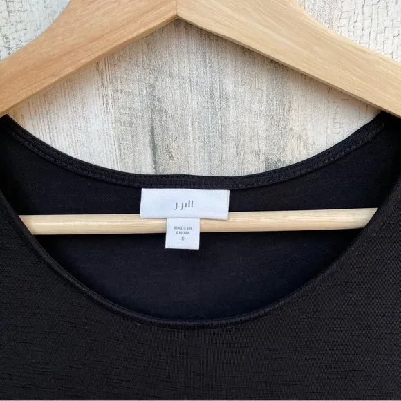 J. Jill Black Short Sleeves Casual Midi Dress Size S