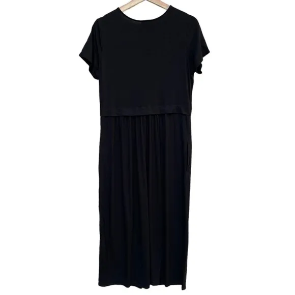 J. Jill Black Short Sleeves Casual Midi Dress Size S