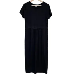 J. Jill Black Short Sleeves Casual Midi Dress Size S