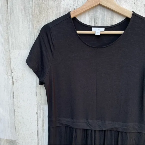 J. Jill Black Short Sleeves Casual Midi Dress Size S