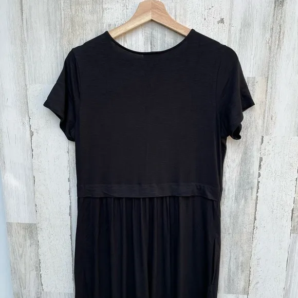 J. Jill Black Short Sleeves Casual Midi Dress Size S