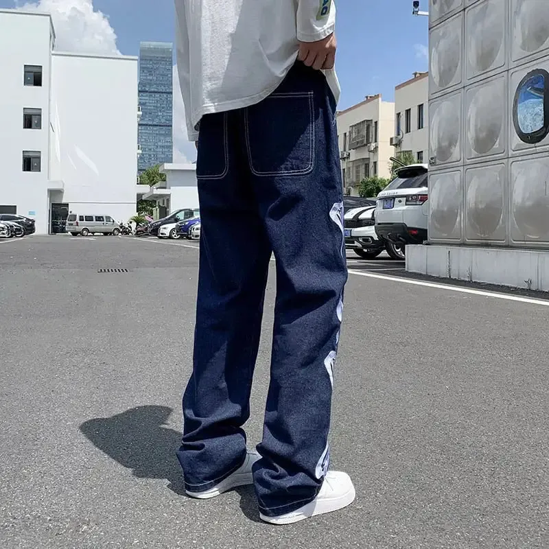 Jean Skeleton Y2K Streetwear en Denim