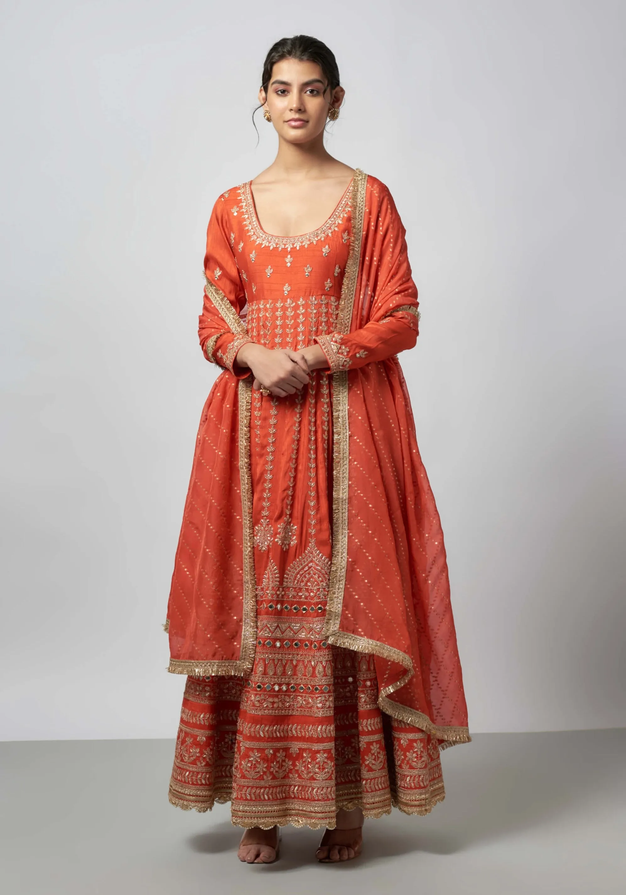 Jigyasa orange anarkali set