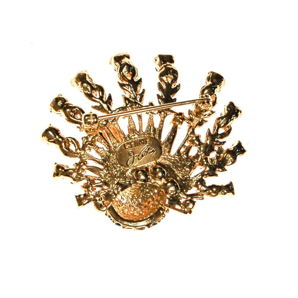 Joan Collins Jeweled Peacock Brooch