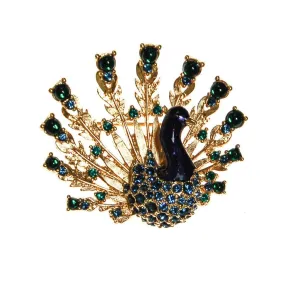 Joan Collins Jeweled Peacock Brooch