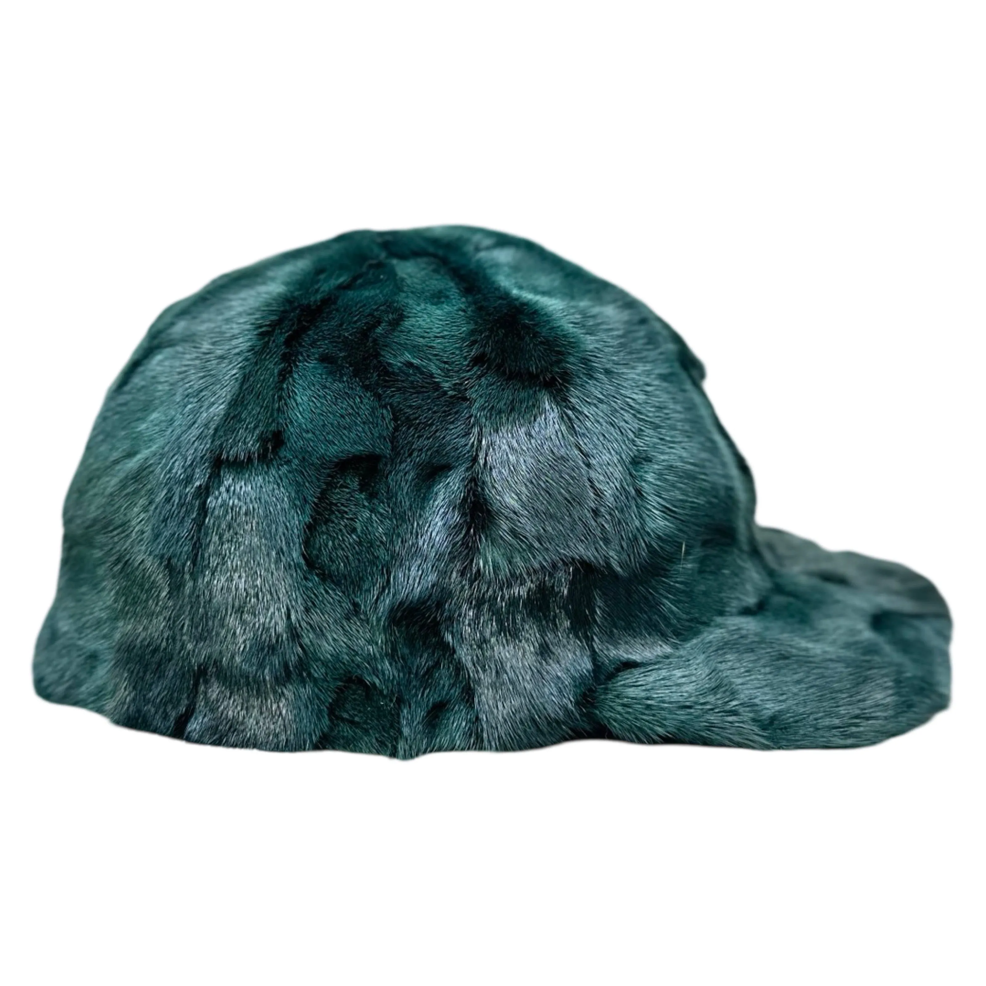 Kashani Hunter Green Diamond Cut Mink Baseball Hat