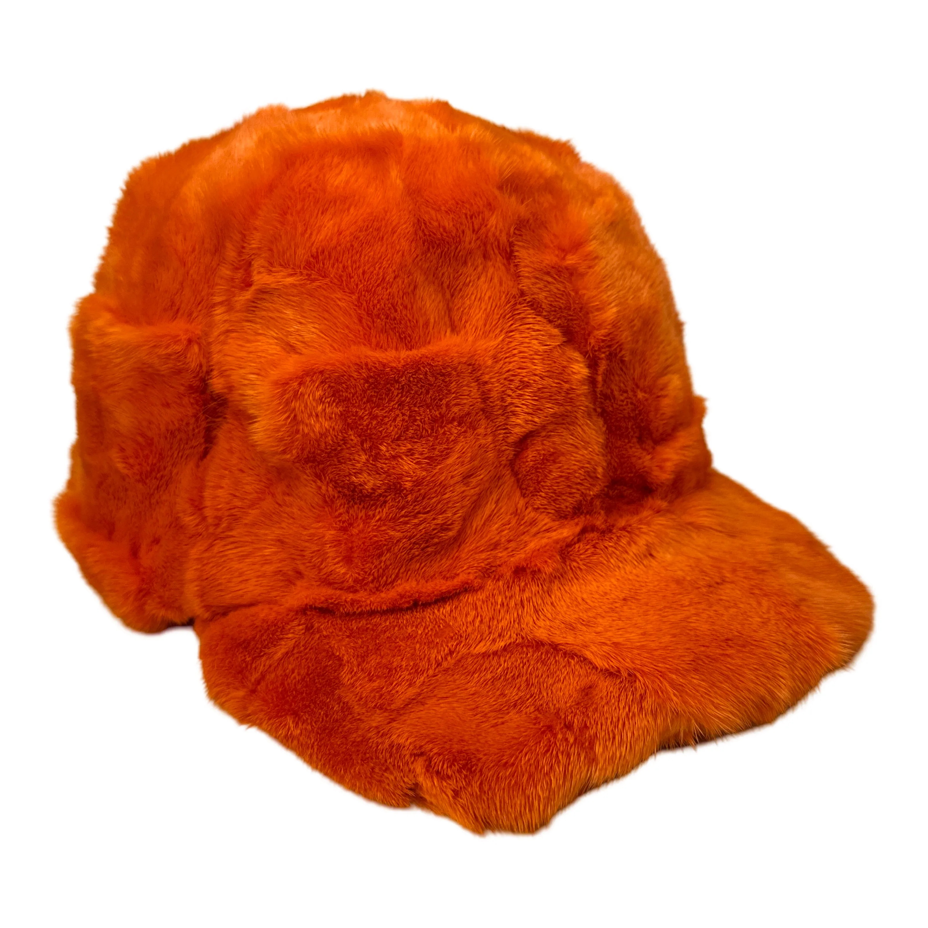 Kashani Orange Diamond Cut Mink Baseball Hat