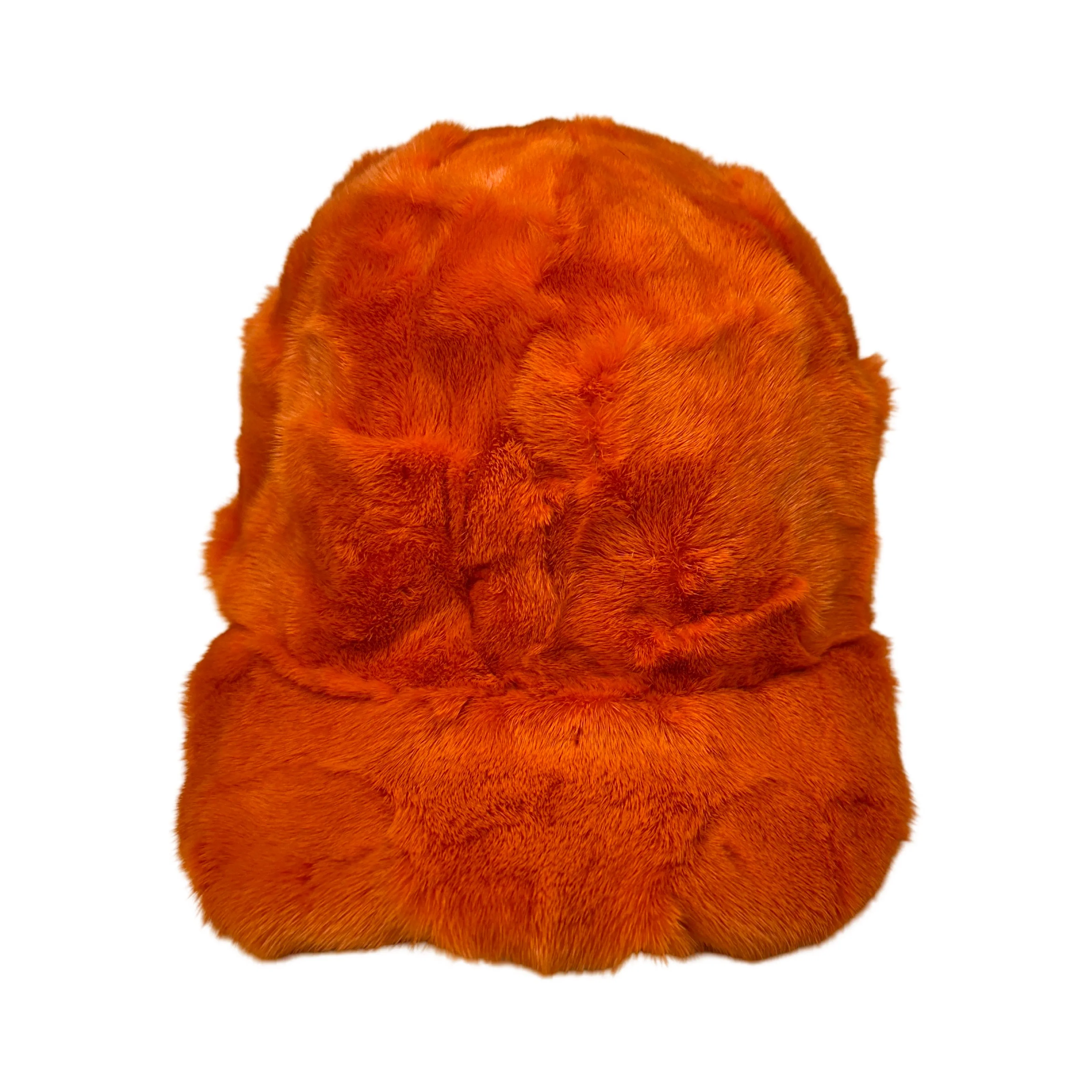 Kashani Orange Diamond Cut Mink Baseball Hat