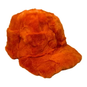 Kashani Orange Diamond Cut Mink Baseball Hat