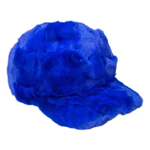 Kashani Royal Blue Diamond Cut Mink Baseball Hat