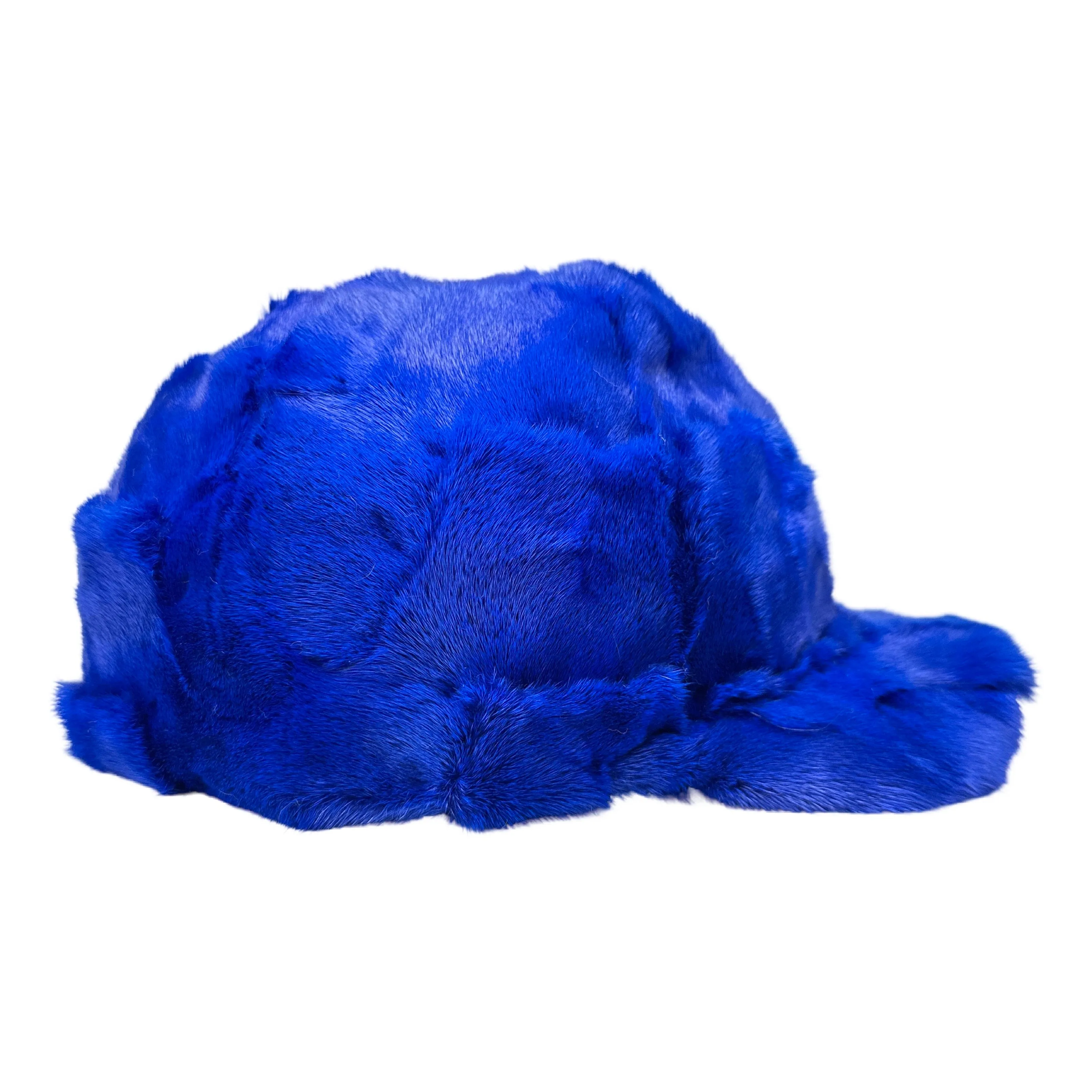 Kashani Royal Blue Diamond Cut Mink Baseball Hat