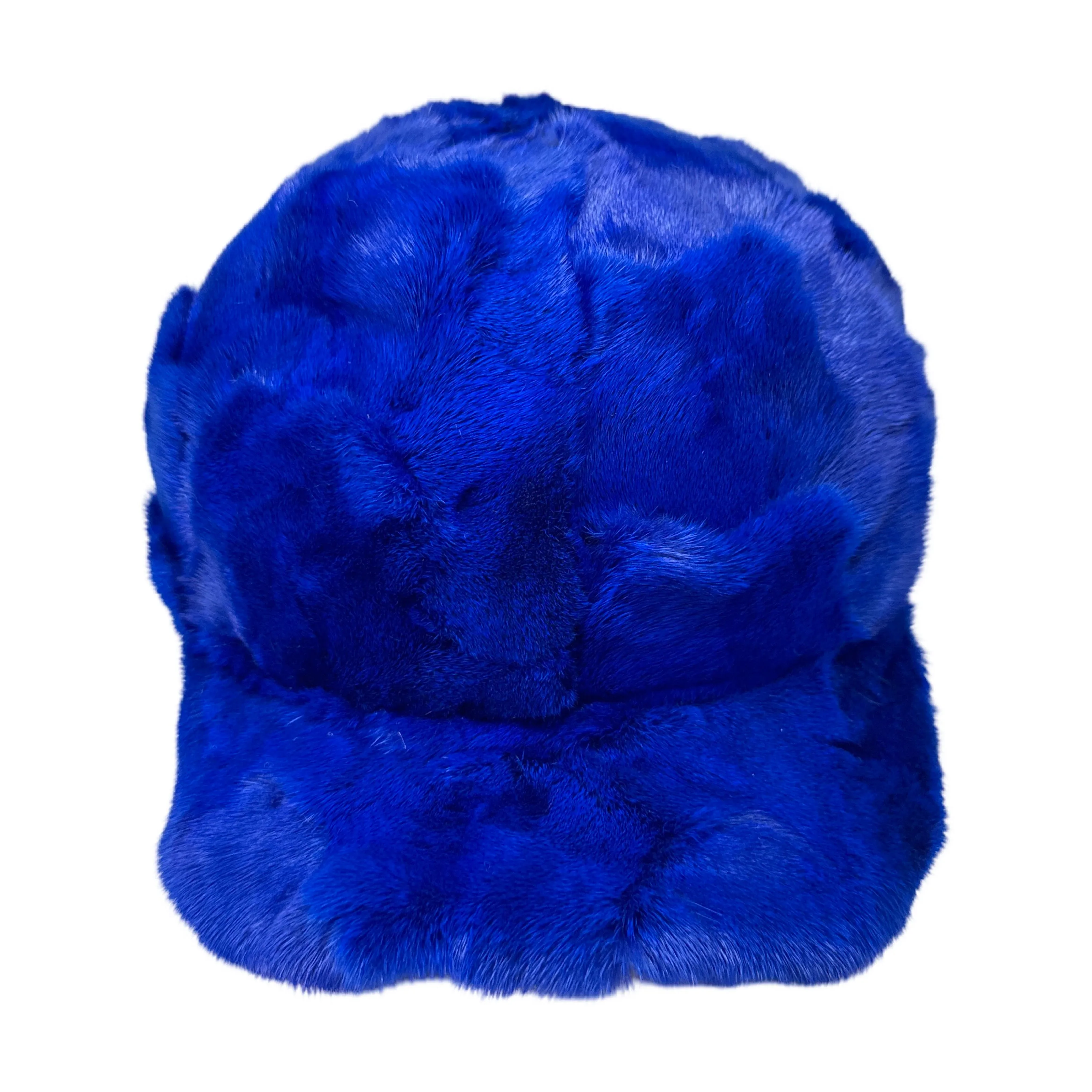 Kashani Royal Blue Diamond Cut Mink Baseball Hat