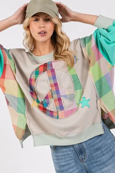 Keep The Peace Tiffany Blue Patch Sweatshirt