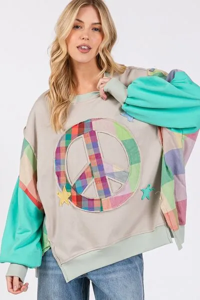 Keep The Peace Tiffany Blue Patch Sweatshirt