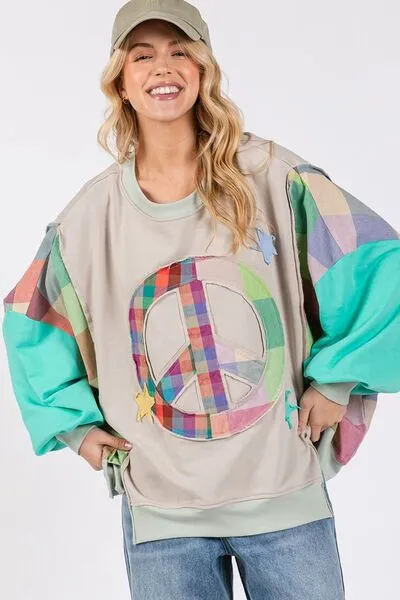 Keep The Peace Tiffany Blue Patch Sweatshirt