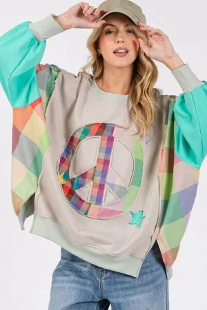 Keep The Peace Tiffany Blue Patch Sweatshirt