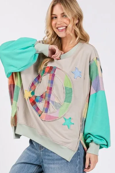 Keep The Peace Tiffany Blue Patch Sweatshirt