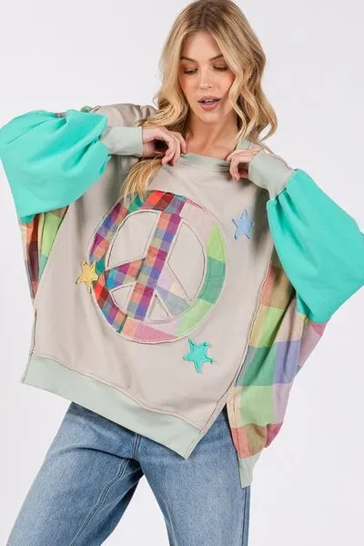 Keep The Peace Tiffany Blue Patch Sweatshirt