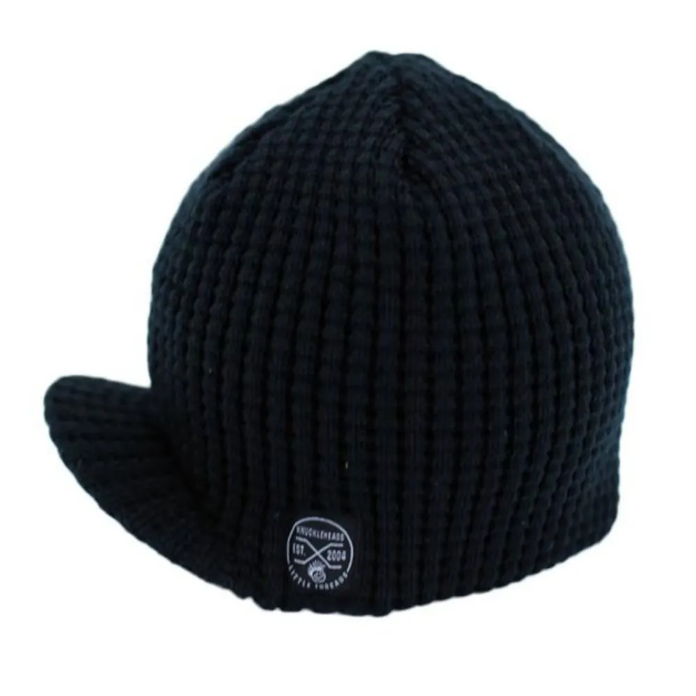 Knuckleheads Navy Waffle Baby Boy's Stripe Visor Beanie with Tag