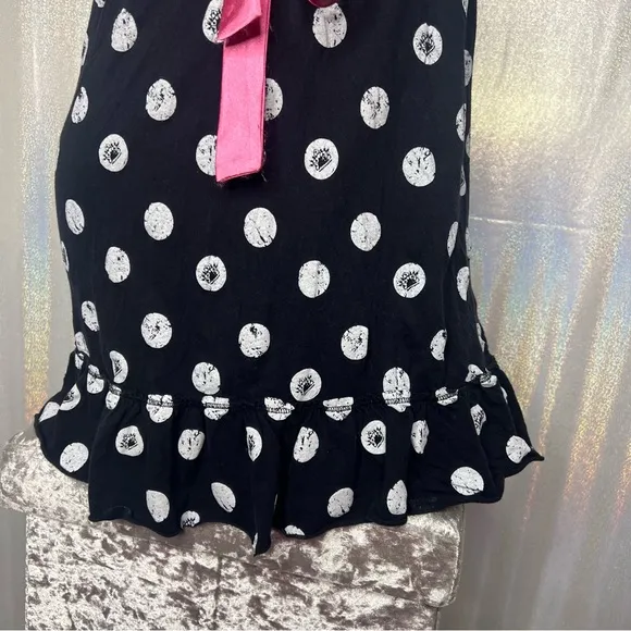 La senza Lola &amp; coco nighty dress Pj polka dot black white pink satin bow cute