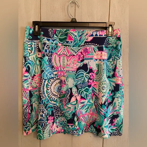 Lilly Pulitzer Brenna Skirt High Tide Navy Lucky Bamboo Sz-Lg
