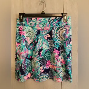 Lilly Pulitzer Brenna Skirt High Tide Navy Lucky Bamboo Sz-Lg