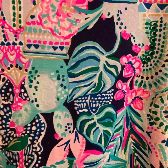 Lilly Pulitzer Brenna Skirt High Tide Navy Lucky Bamboo Sz-Lg