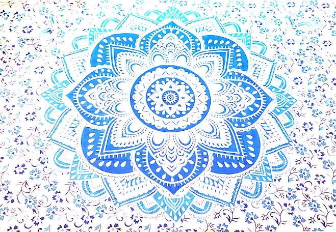 Lotus Star Mandala Design Ombre Wall Tapestry