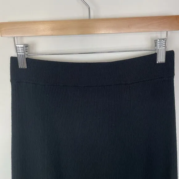 Madewell Merino Wool Blend Maxi Skirt Ribbed True Black Small NS688 Minimalist
