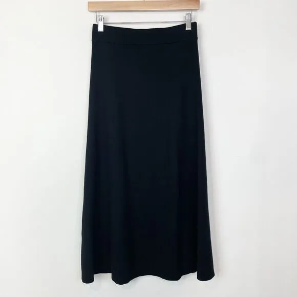 Madewell Merino Wool Blend Maxi Skirt Ribbed True Black Small NS688 Minimalist