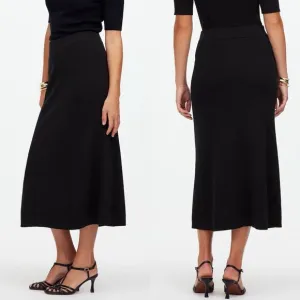 Madewell Merino Wool Blend Maxi Skirt Ribbed True Black Small NS688 Minimalist