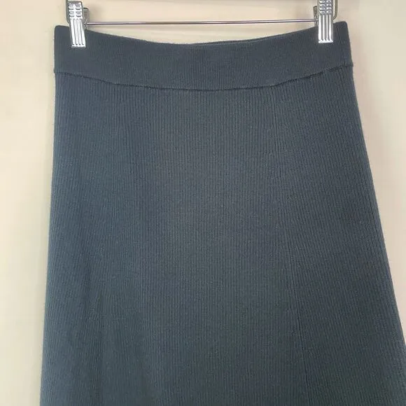 Madewell Merino Wool Blend Maxi Skirt Ribbed True Black Small NS688 Minimalist