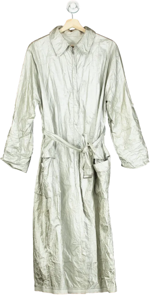 Maison Margiela Silver Crinkled Oversized Coat One Size