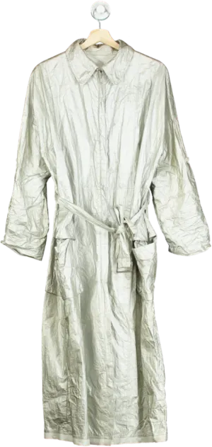 Maison Margiela Silver Crinkled Oversized Coat One Size