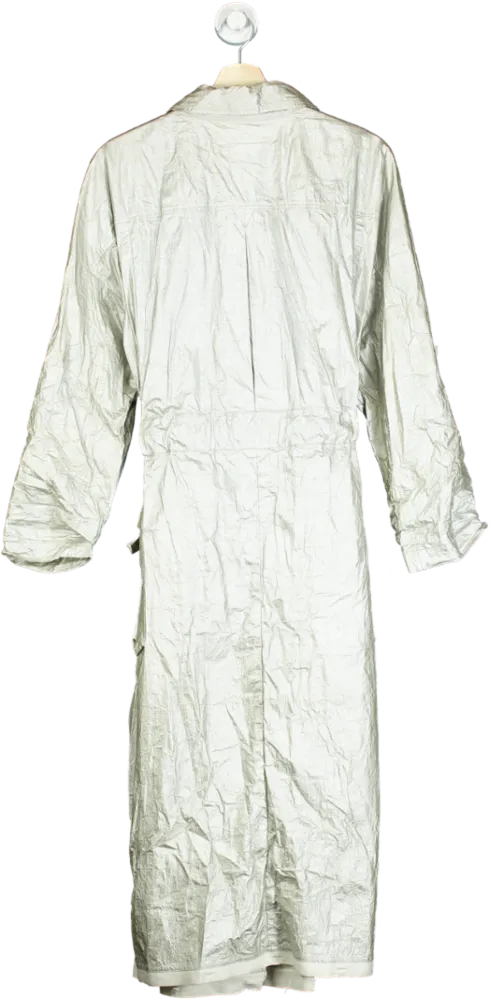 Maison Margiela Silver Crinkled Oversized Coat One Size