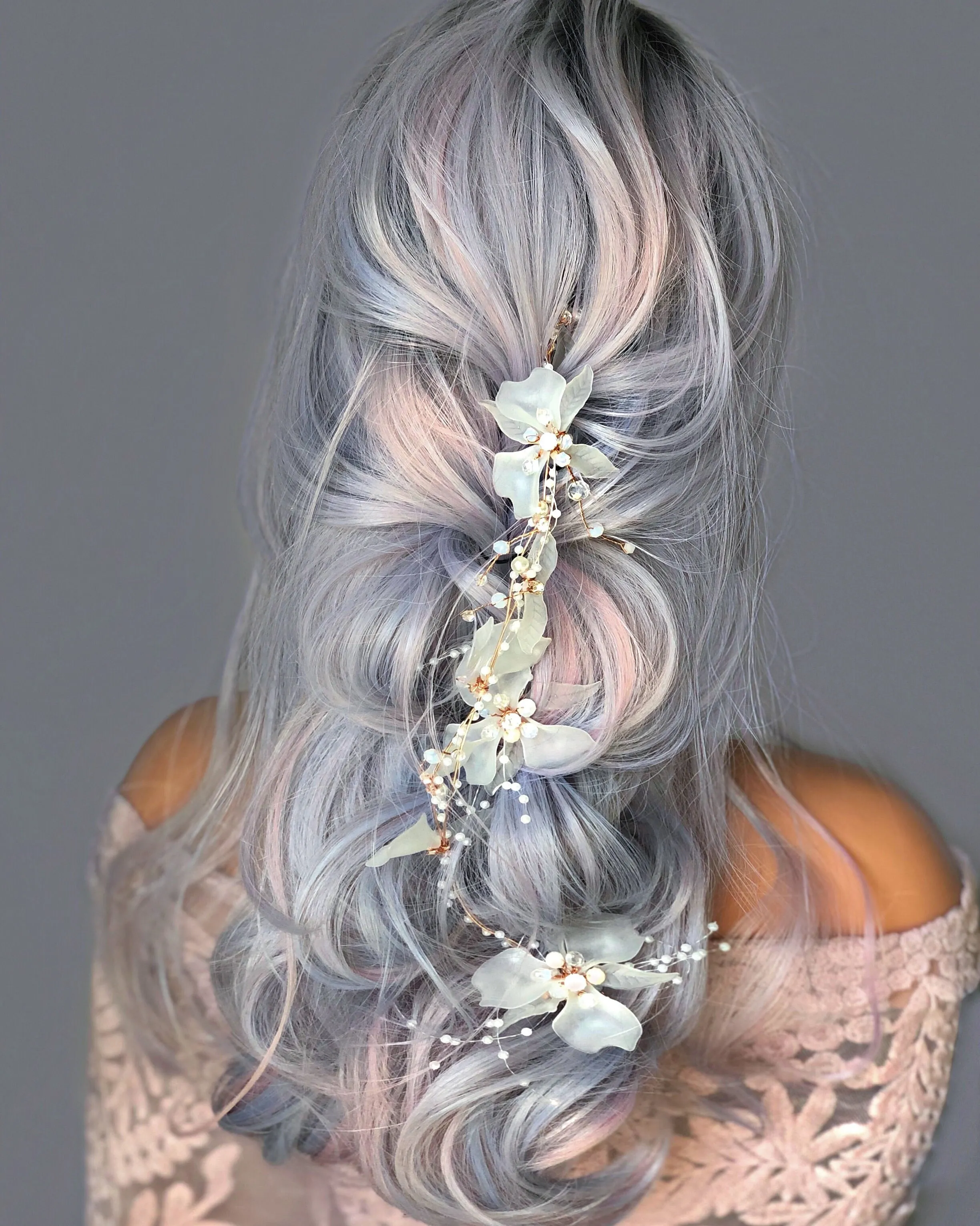 Marie Antoinette of France - Ribbon Hair Vine (Rose Gold)