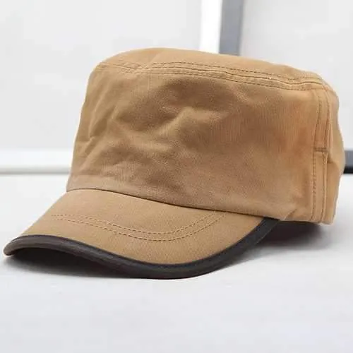 Men New Washed Cotton Flat Top Hats Adjustbale Military Cap