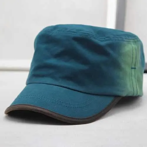 Men New Washed Cotton Flat Top Hats Adjustbale Military Cap