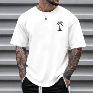 MEN'S CASUAL COCONUT TREE ROUND NECK T-SHIRT