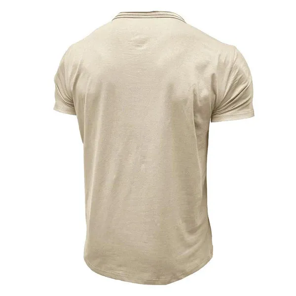 MEN'S CASUAL COTTON SOLID COLOR ROUND NECK SHORT SLEEVE T-SHIRT