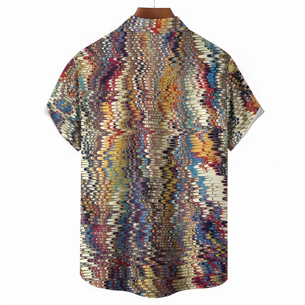 Men's  Colorful Striped Print Button-Down Shirt 2407000167