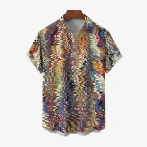 Men's  Colorful Striped Print Button-Down Shirt 2407000167