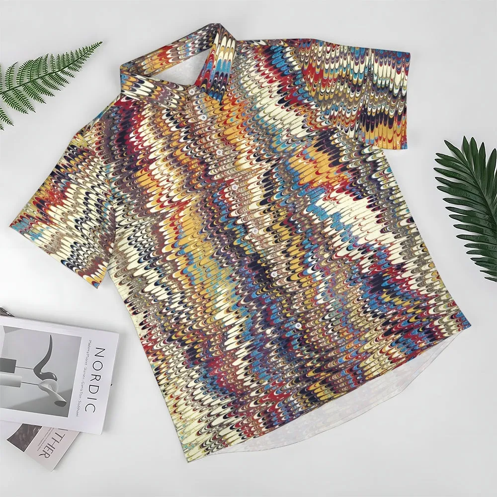 Men's  Colorful Striped Print Button-Down Shirt 2407000167