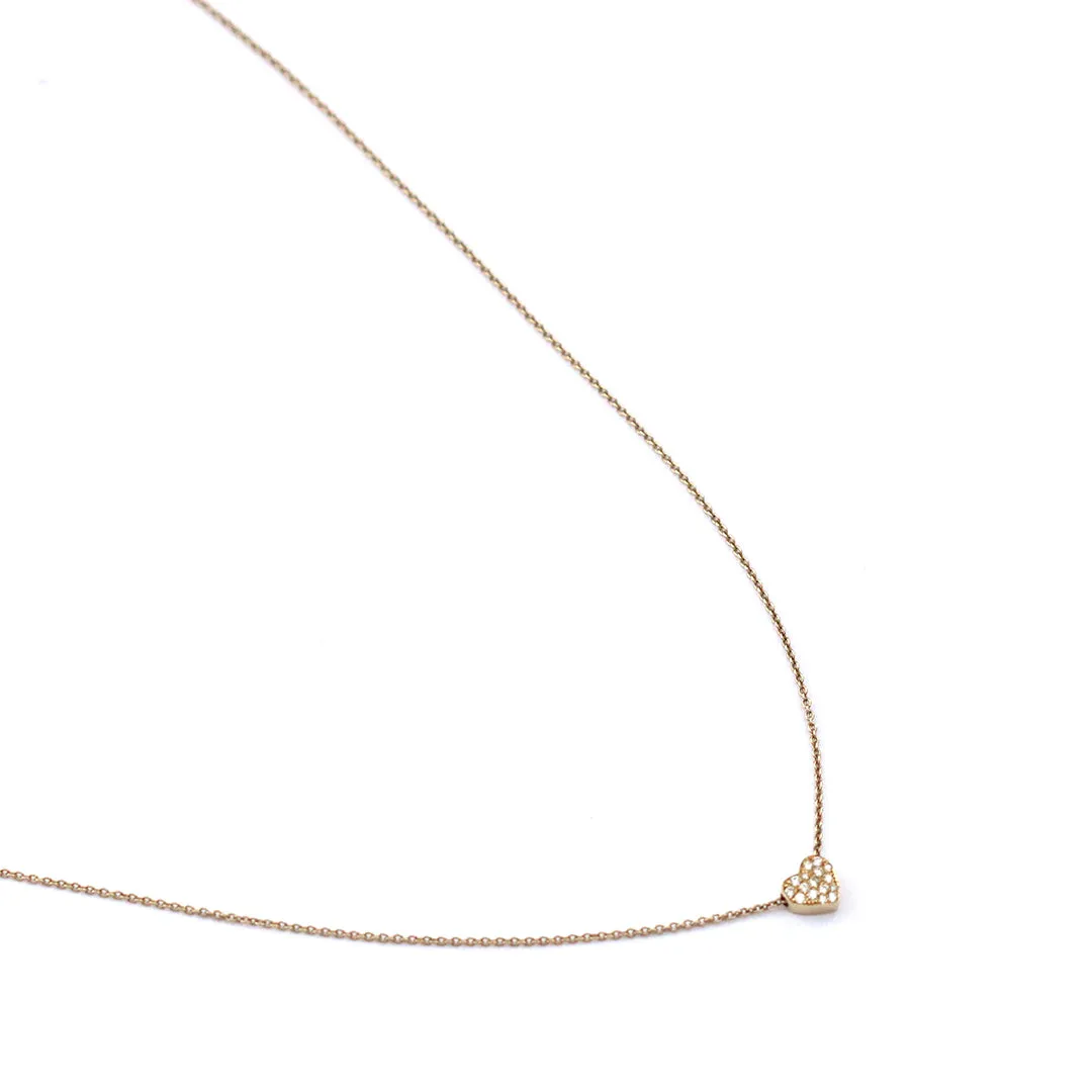 Mini Diamond Pave Heart Necklace