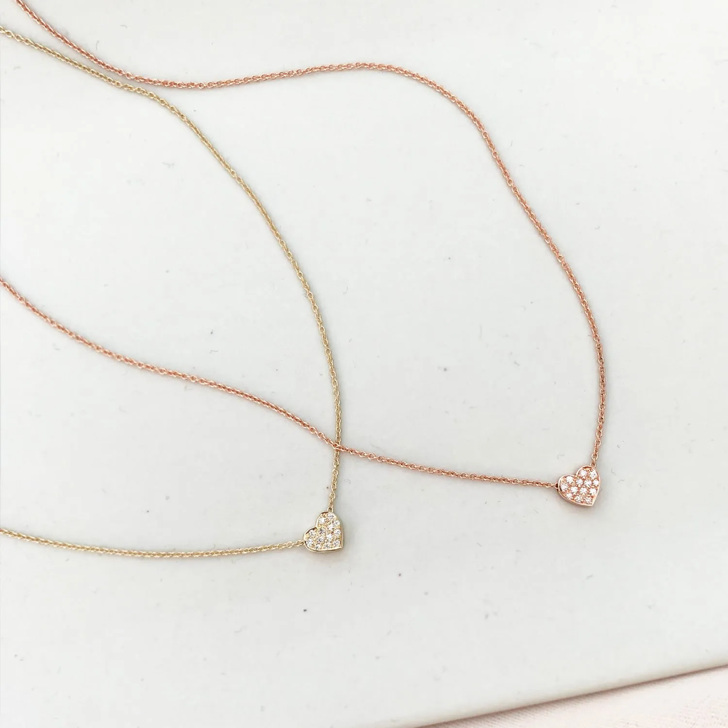 Mini Diamond Pave Heart Necklace