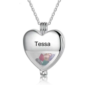 Multiple Birthstone Heart Locket Custom Name Necklace