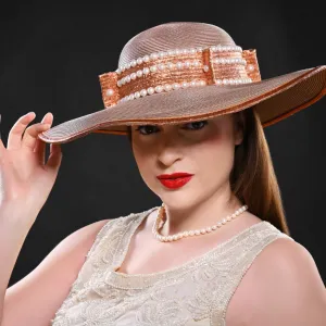 NA9944-Designer Bronze Pearl Dress Hat/Shenor Collections